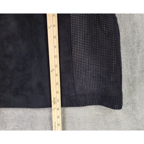 Worthington Skirt Womens 10 Black Faux Suede Mesh Retro a Line Mini - Picture 5 of 8